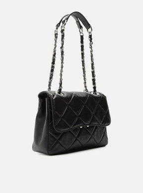 Bolsa Tiracolo Preta Couro Mizz Média