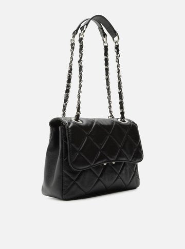 Bolsa Tiracolo Preta Couro Mizz Média