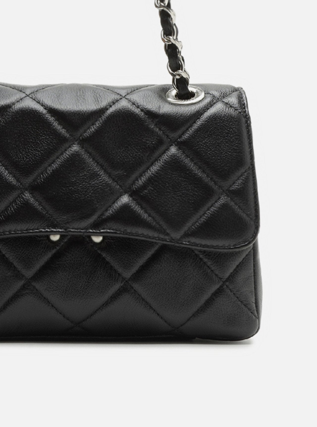 Bolsa Tiracolo Preta Couro Mizz Média