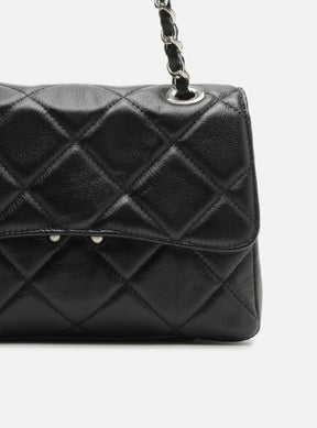 Bolsa Tiracolo Preta Couro Mizz Média