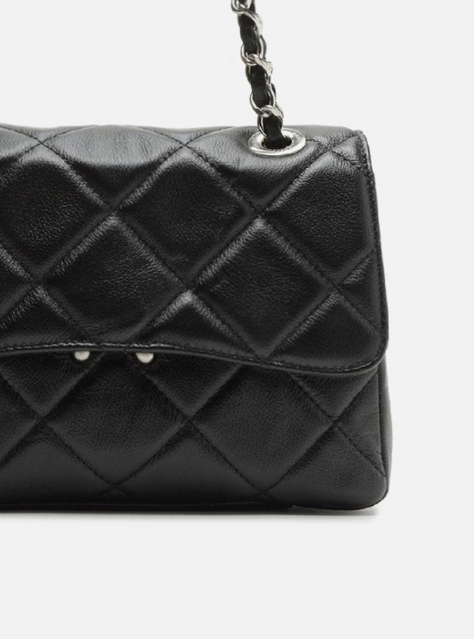 Bolsa Tiracolo Preta Couro Mizz Média