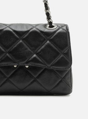 Bolsa Tiracolo Preta Couro Mizz Média