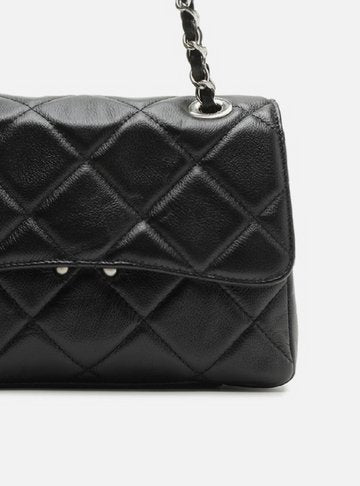 Bolsa Tiracolo Preta Couro Mizz Média