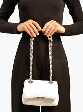 Bolsa Tiracolo Branca Couro Mizz Pequena