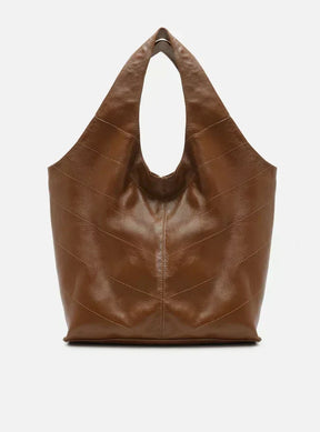 Bolsa Hobo Marrom Couro Grande Barbicacho