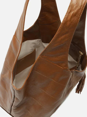 Bolsa Hobo Marrom Couro Grande Barbicacho