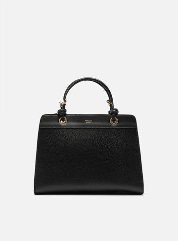 Bolsa Tote Preta Couro Abbraccio Média