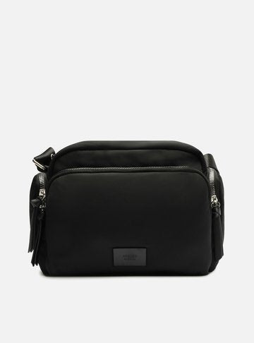 Bolsa Tiracolo Preta Couro Mizz Média