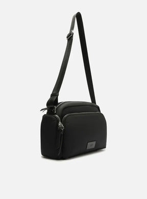 Bolsa Tiracolo Preta Nylon Média Bolso