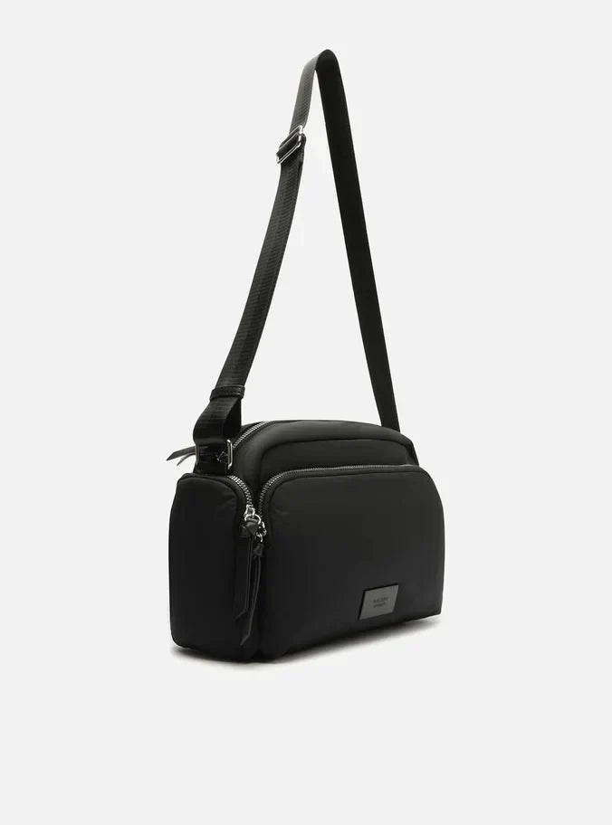 Bolsa Tiracolo Preta Nylon Média Bolso