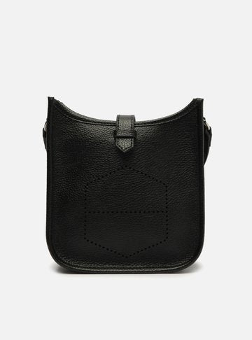 Bolsa Tiracolo Preta Couro Mizz Média