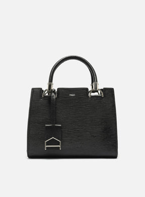 Bolsa Tote Preta Couro Abbraccio Média