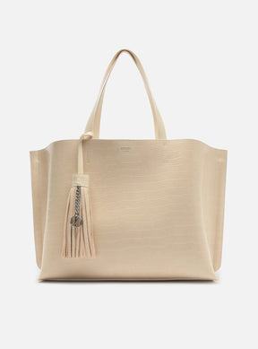 Bolsa Shopping Branca Croco Valentina Grande