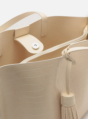 Bolsa Shopping Branca Croco Valentina Grande