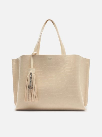 Bolsa Shopping Branca Croco Valentina Grande