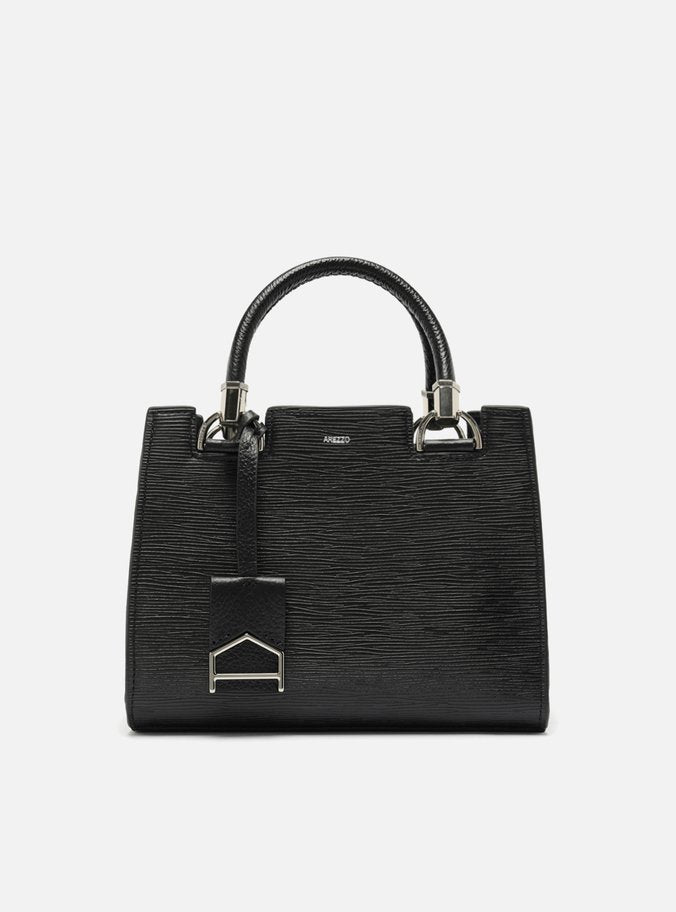 Bolsa Tote Preta Couro Abbraccio Média