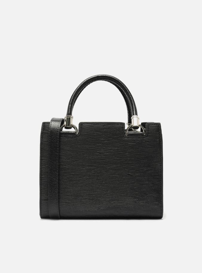 Bolsa Tote Preta Couro Abbraccio Média