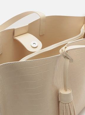 Bolsa Shopping Branca Croco Valentina Grande