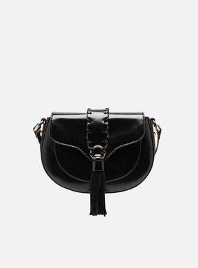 Bolsa Tiracolo Preta Couro Mizz Média