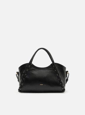 Bolsa Tote Preta Couro Abbraccio Média