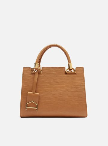 Bolsa Tote Preta Couro Abbraccio Média