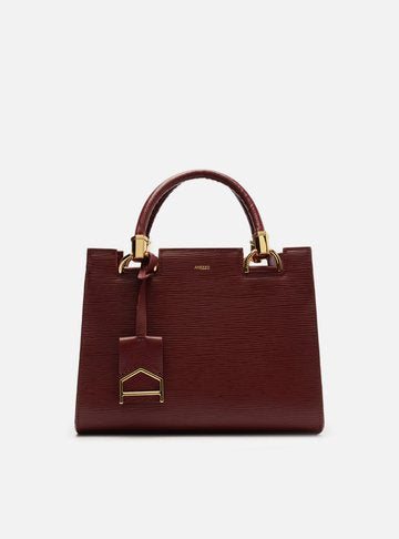 Bolsa Tote Preta Couro Abraccio Wave Média