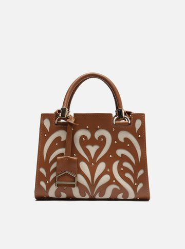 Bolsa Tote Preta Couro Abraccio Wave Média