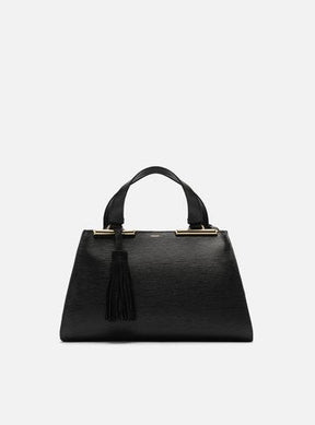 Bolsa Tote Preta Couro Abbraccio Média