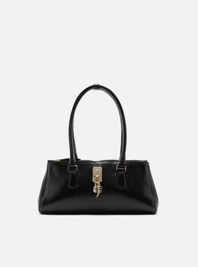 Bolsa Tote Preta Couro Abbraccio Média