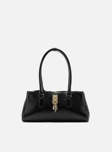 Bolsa Tote Preta Couro Abbraccio Média