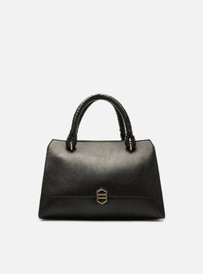 Bolsa Tote Preta Couro Abbraccio Média