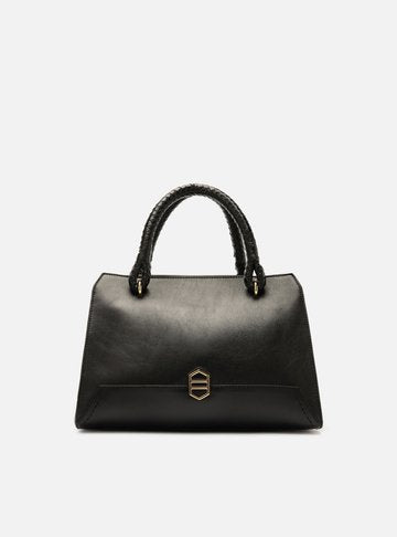 Bolsa Tote Preta Couro Abbraccio Média