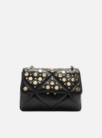 Bolsa Tiracolo Preta Couro Mizz Média