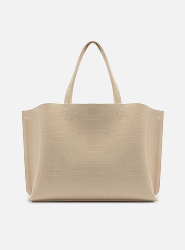 Bolsa Shopping Branca Croco Valentina Grande