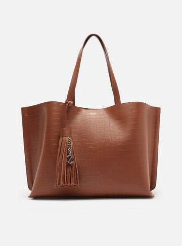 Bolsa Shopping Branca Croco Valentina Grande