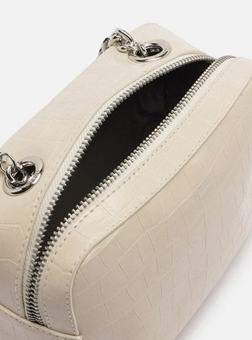 Bolsa Tiracolo Branca Croco Valentina Pequena